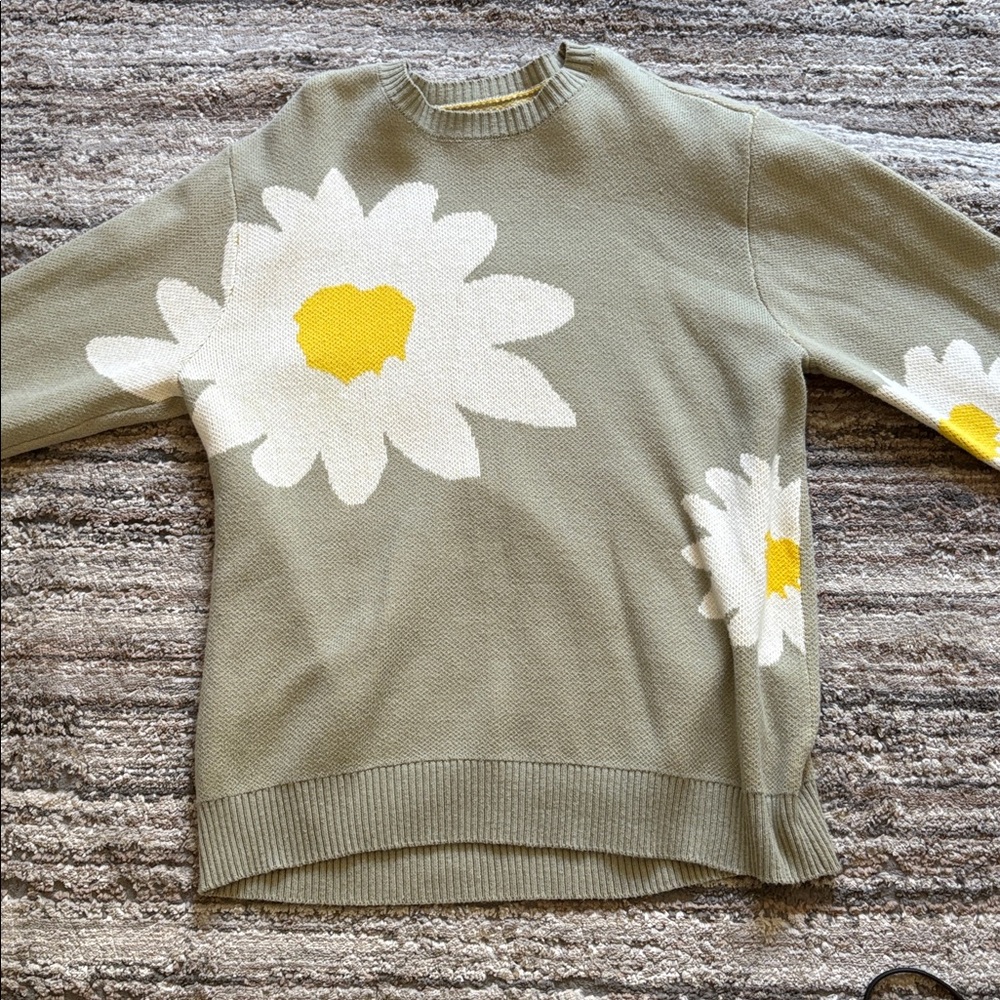 PacSun Olive and Yellow Knit Sweater